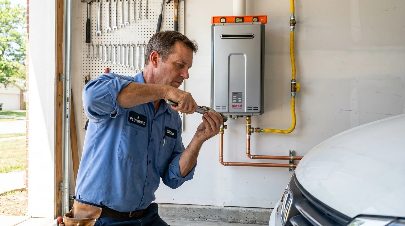 Tankless water heater installation by a Johns Plumbing LLC plumber in Grantham